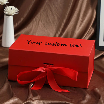 Coffret cadeau personnalisé à rabat magnétique pliable avec ruban