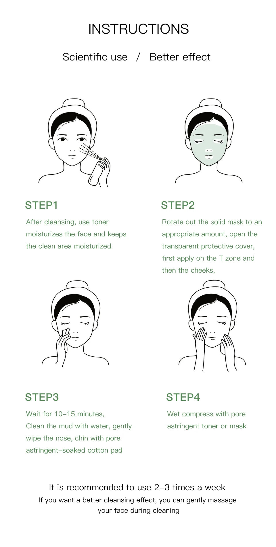 40g Face Clean Mask Green Tea/Rose Extract Cleansing Stick Deep Moisturizing Shrink Pores Blackhead Film Smear Oil Control Mask