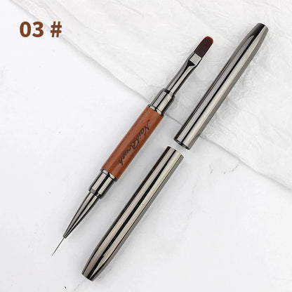 Double-extrémité Hard Nail Art Brush Builder Gel Strass Handle French Tip for Manicure Design Polish Gel Liner Professional Pen