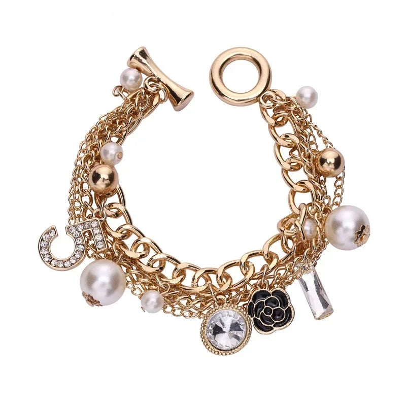 Bracelet de Luxe à Pampilles en Perles – Cristal No.5, Cadeau Élégant pour Femme