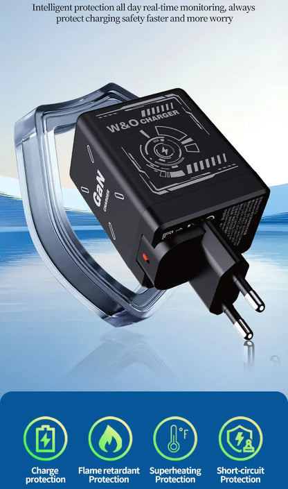 Chargeur 2-en-1 GaN 120W – Câble rétractable Type-C & Lightning | Adaptateur Portable Universel (F3)