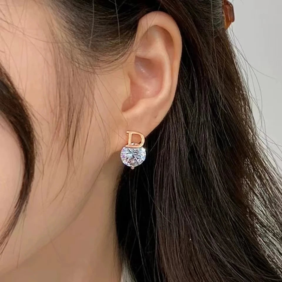 Boucles d'oreilles lettre D pour femmes Boucles d'oreilles en zircon brillant  Bijoux unique