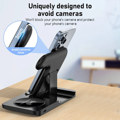 Support de chargeur sans fil pliable 3 en 1 pour iPhone 15 14 13 12 Pro Max Mini iWatch AirPods 3/2 Support de station de charge rapide
