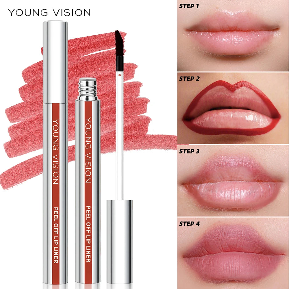 YOUNG VISION Tear-Off Lip Liner Peel-Off Lip Liner Matte Smudge-Free Hook & Loop Lip Pencil Crayon de maquillage 3 couleurs