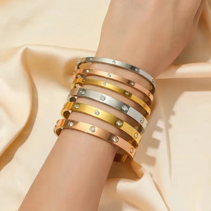 Bracelet tendance en acier inoxydable et oxyde de zirconium pour femme et homme,résistant à la lumière.