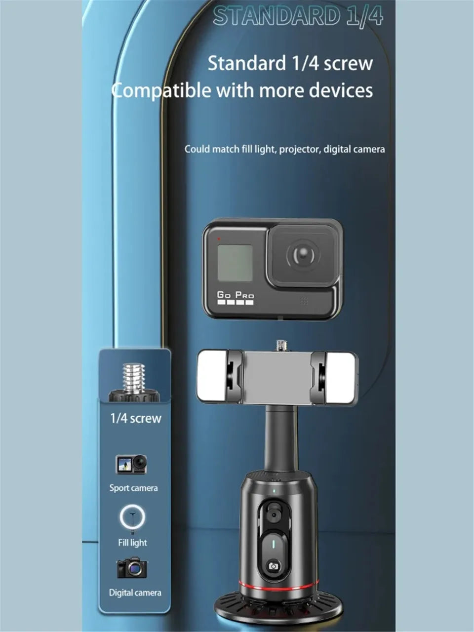 COOL DIER 2025 Nouveau stabilisateur de cardan à rotation 360, trépied Selfie Stick Desktop Face Tracking Gimbal pour Tiktok Smartphone Live