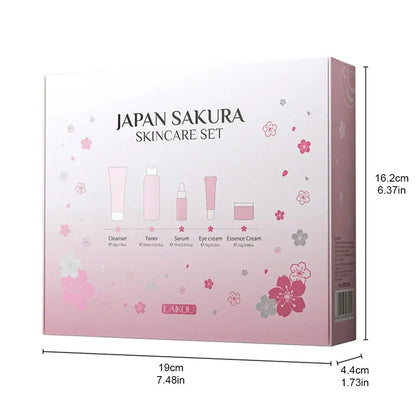 Sakura Lot de 5/3 soins pour le visage, sérum, tonique, nettoyant pour le visage, crème solaire, pour les yeux, coffret cadeau