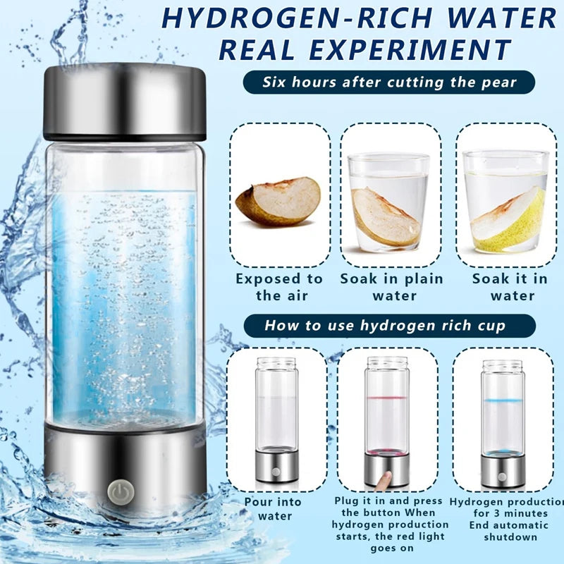 420ml bouteille d'eau riche en hydrogène portable rechargeable USB.