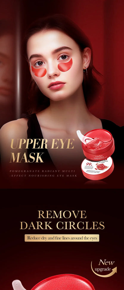 60 pcs SADOER Masque pour les yeux au collagène à la grenade rouge.