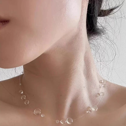 Collier et boucles d'oreilles en forme de goutte d'eau transparente, minimaliste