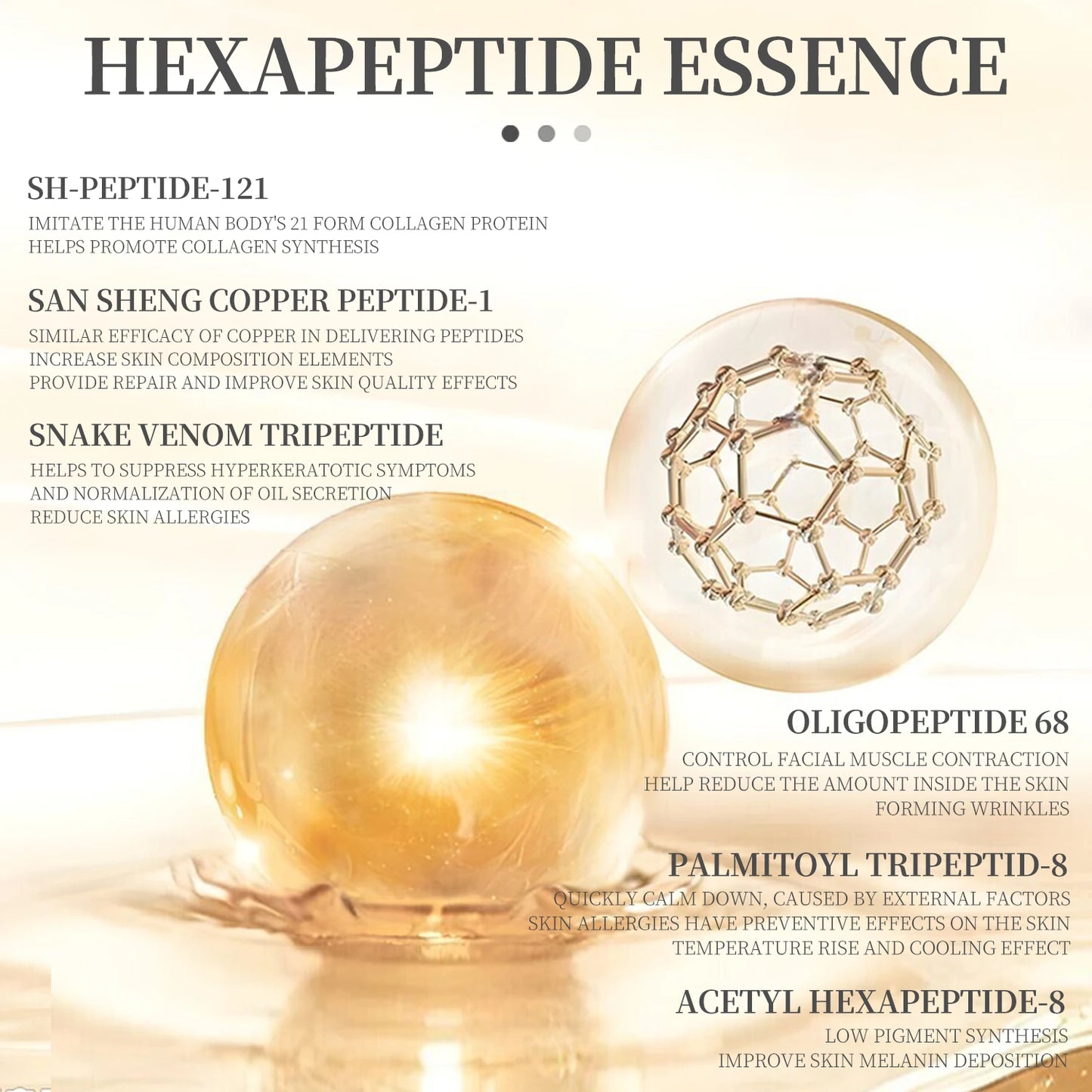 6 Peptide Essence L'ensemble de soins de la peau rafraîchissant.