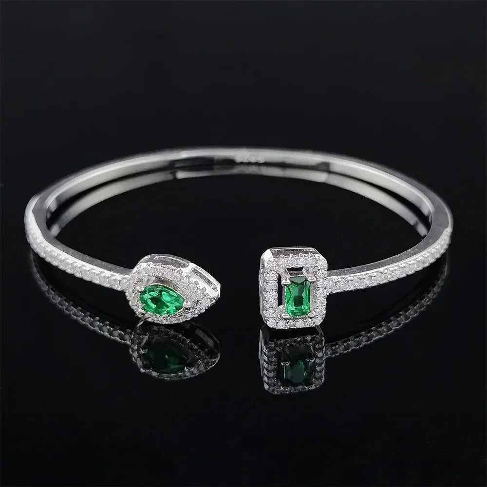 Bracelet Ouvert Réglable – Style Punk Serpent Argenté en Forme de Poire