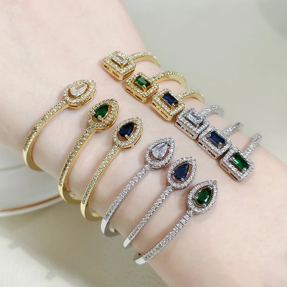 Bracelet Ouvert Réglable – Style Punk Serpent Argenté en Forme de Poire