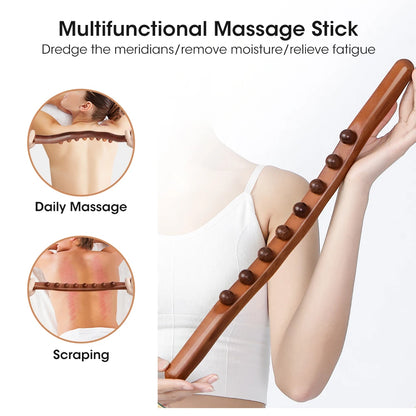 Gua Sha Massage Stick Back Dragage Méridiens Grattage Acupression 8/20 Perles Muscle carbonisé Rouleau de massage corporel relaxant