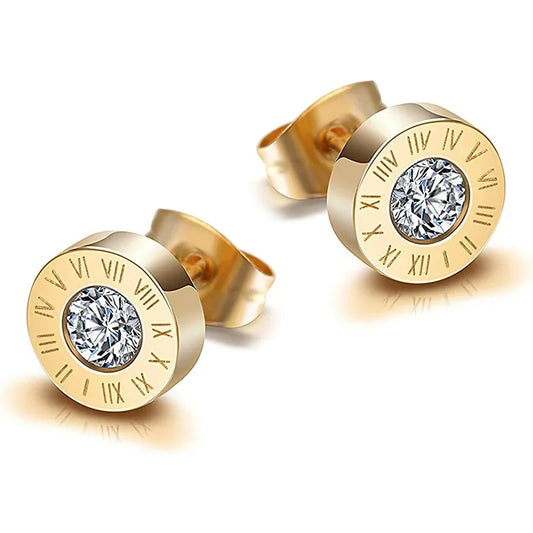Boucles d'oreilles à clous en acier inoxydable et acrylique pour homme et femme, bijoux vintage avec chiffres romains.