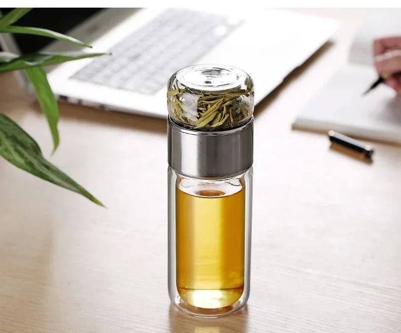 430ml Glass Tea Infuser Bottle Tea Flood Cup.