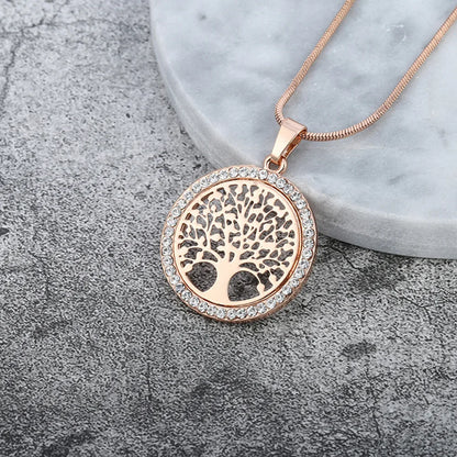 Collier Arbre de Vie Élégant – Pendentif en Strass pour Femme