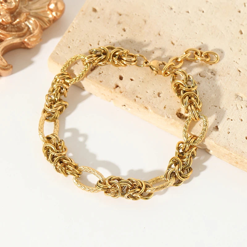 EILIECK Bracelet Torsadé en Acier Inoxydable 316L – Plaqué Or 18K, Étanche & Tendance Femme