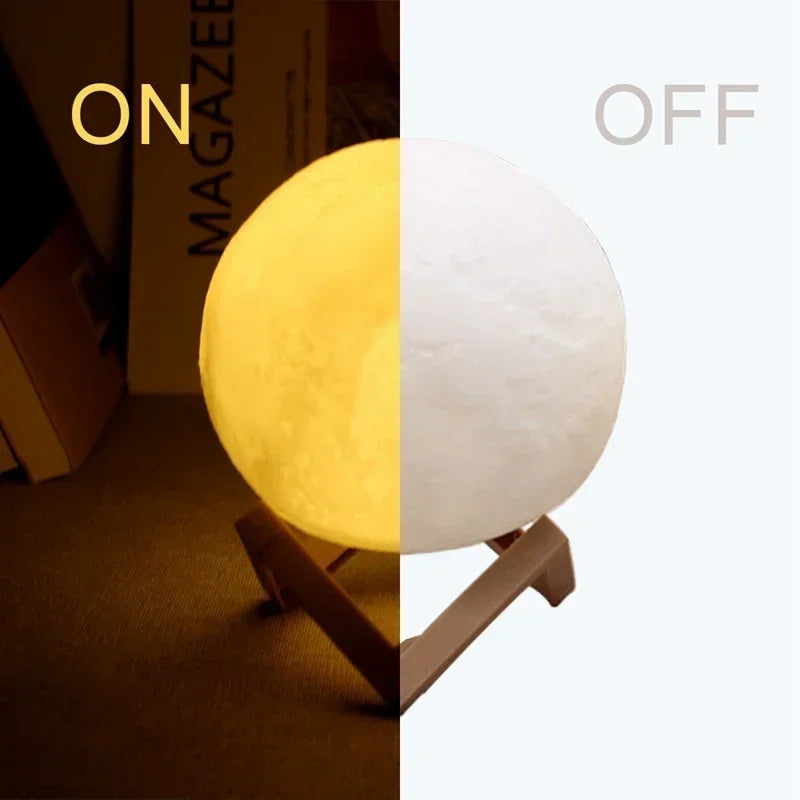 8CM LED Veilleuse 3D Print Moon Lamp Bedroom Decor MoonLight for Kids Gifts Decorations Creative Bedside Atmosphere Lighting