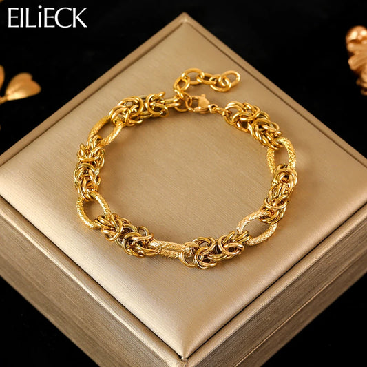 EILIECK Bracelet Torsadé en Acier Inoxydable 316L – Plaqué Or 18K, Étanche & Tendance Femme