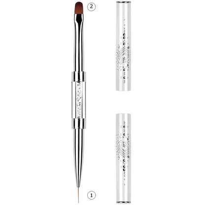 Double-extrémité Hard Nail Art Brush Builder Gel Strass Handle French Tip for Manicure Design Polish Gel Liner Professional Pen
