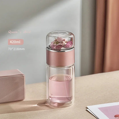 430ml Glass Tea Infuser Bottle Tea Flood Cup.
