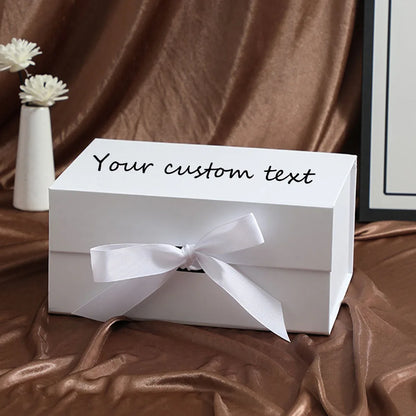 Coffret cadeau personnalisé à rabat magnétique pliable avec ruban