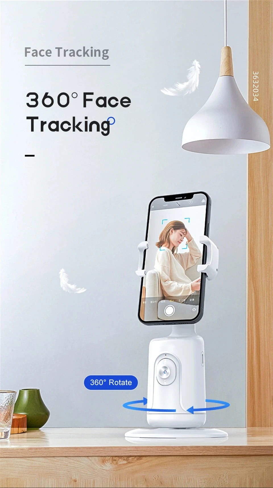 COOL DIER NEW P01 360 Rotation Gimbal Stabilizer AI Face Tracking Desktop Gimbal PTZ for Tiktok Smartphone Live