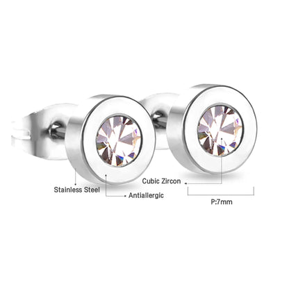 LUXUSTEEL Boucles d'oreilles en cristal acrylique en acier inoxydable pour femmes Hommes Punk Roman Number Clear Black CZ Bling Bijoux d'oreille de mode