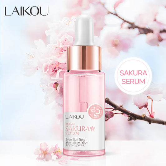 LAIKOU Sakura Face Essence Sérum anti-rides Rétrécir les pores Anti-âge Hydratant Soins de la peau sèche 17ml