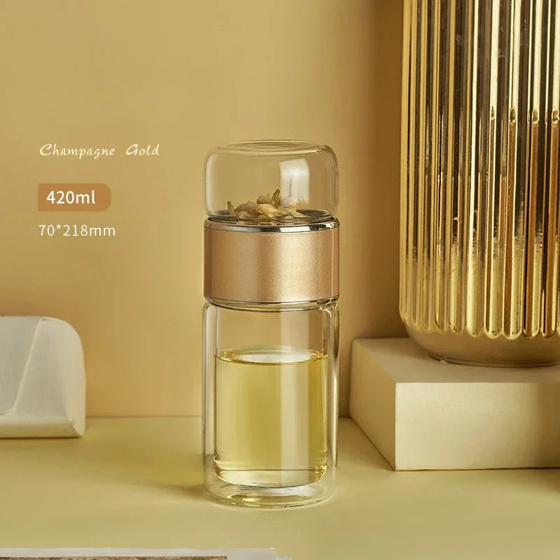 430ml Glass Tea Infuser Bottle Tea Flood Cup.