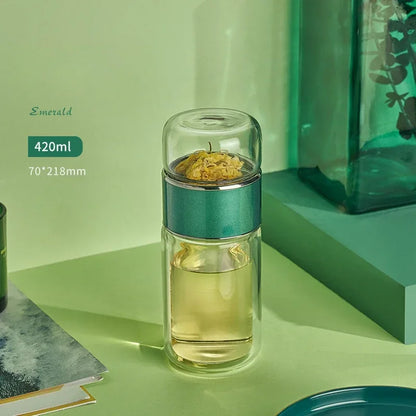 430ml Glass Tea Infuser Bottle Tea Flood Cup.