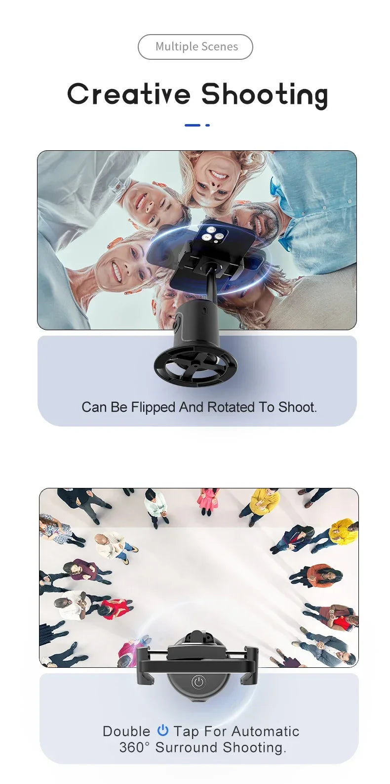 Rotation à 360 Suivi automatique du visage, trépied Smart Selfie Stick Suivi rapide, visage et des objets Cameraman Robot Mount