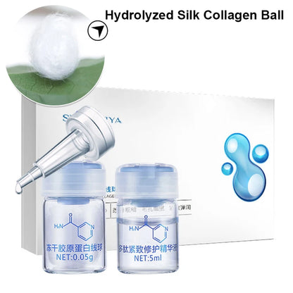 Sérum coréen pour le visage à base de protéines de soie hydrolysées et de collagène.