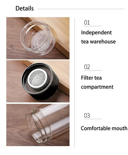 430ml Glass Tea Infuser Bottle Tea Flood Cup.