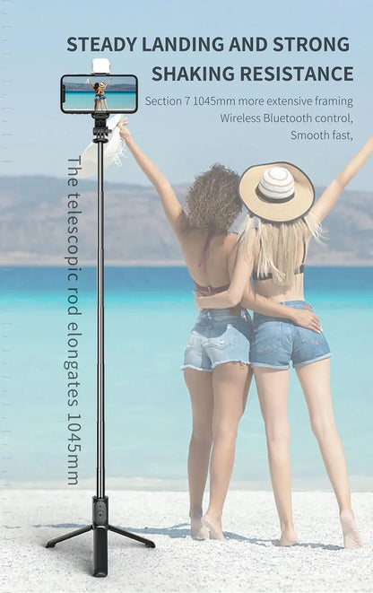 Xiaomi Mijia Selfie Stick 1045mm sans fil Bluetooth LED Fill Light Trépied étendu avec obturateur à distance pour téléphone portable Android IOS