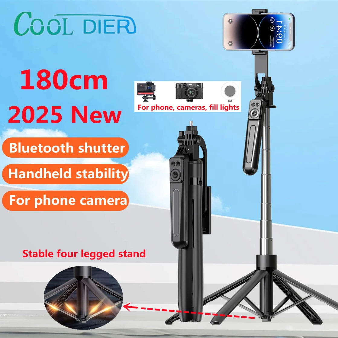 COOL DIER Nouveau trépied pour appareil photo de smartphone, support de trépied avec obturateur Bluetooth, supports de bâton de selfie sans fil avec support de téléphone