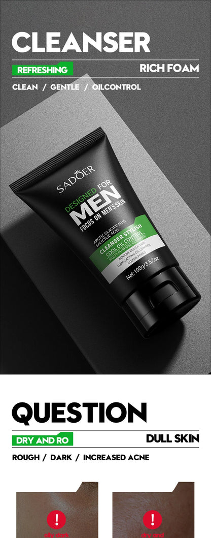 SADOER Nettoyant Visage pour Hommes  Hydratant,  anti-acné, purifie.