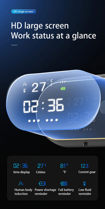 Distributeur automatique de savon en mousse sans contact Affichage de la température de l’heure Charge USB Distributeur de savon liquide à induction automatique étanche