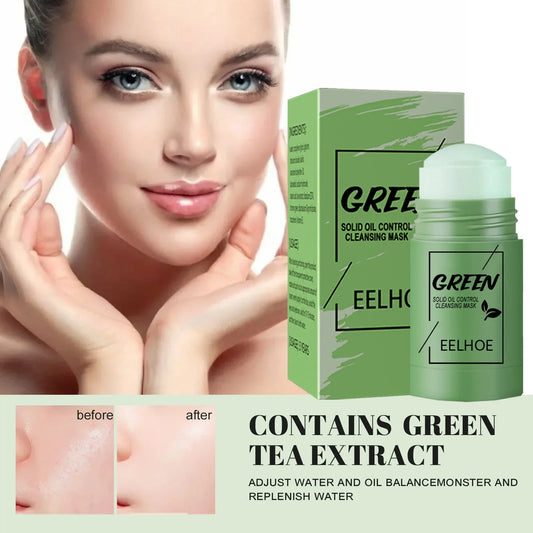 Masque facial solide nettoyant au thé vert Le bâtonnet nettoie les pores Élimine l'acné.