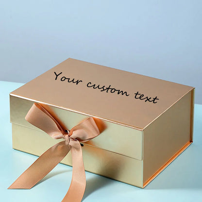 Coffret cadeau personnalisé à rabat magnétique pliable avec ruban