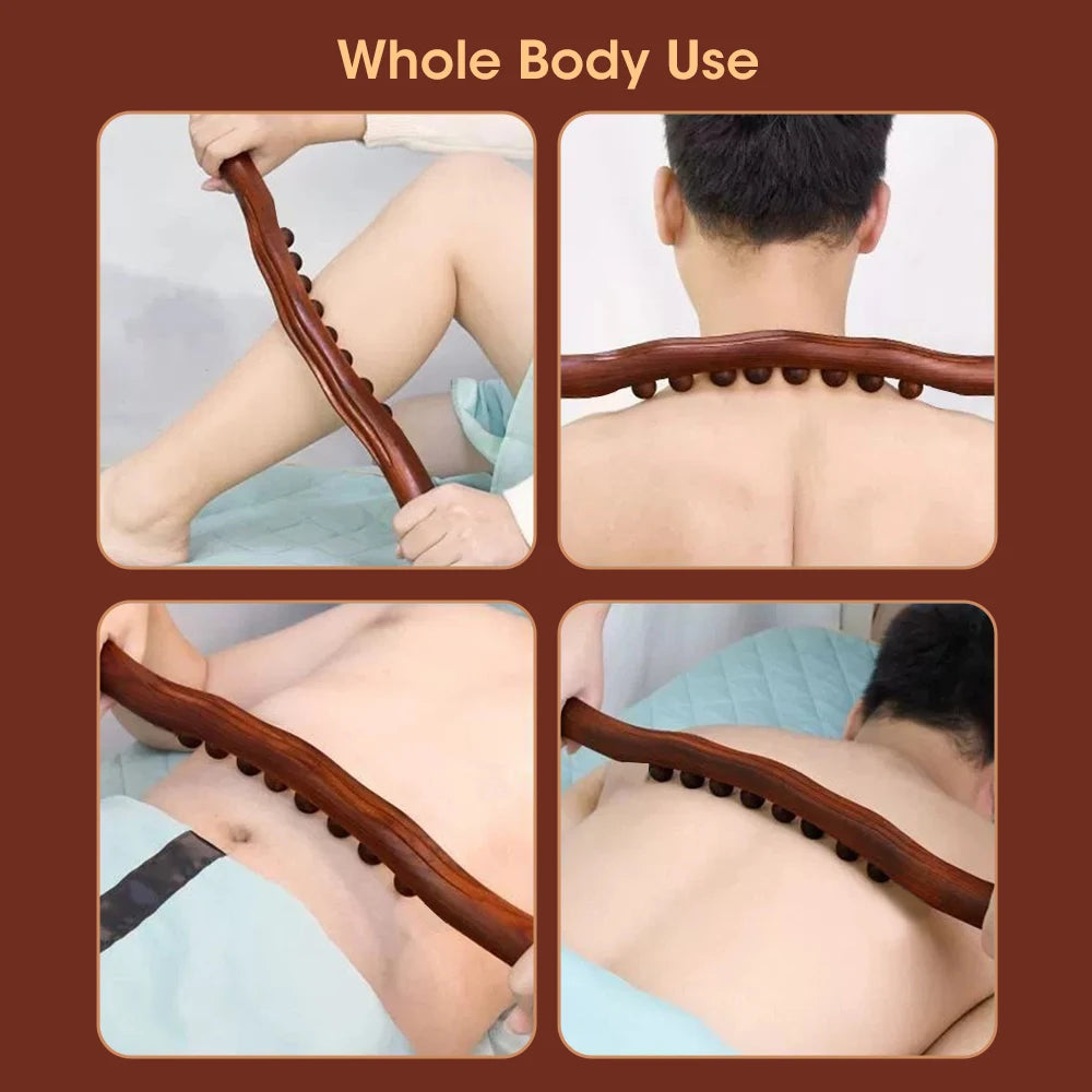 Gua Sha Massage Stick Back Dragage Méridiens Grattage Acupression 8/20 Perles Muscle carbonisé Rouleau de massage corporel relaxant