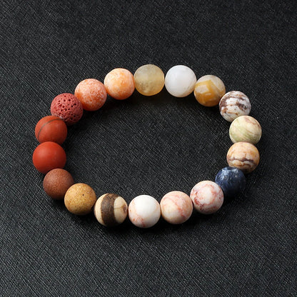 🌌 Bracelet Galaxie – 8 Planètes du Système Solaire & Étoile Gardienne