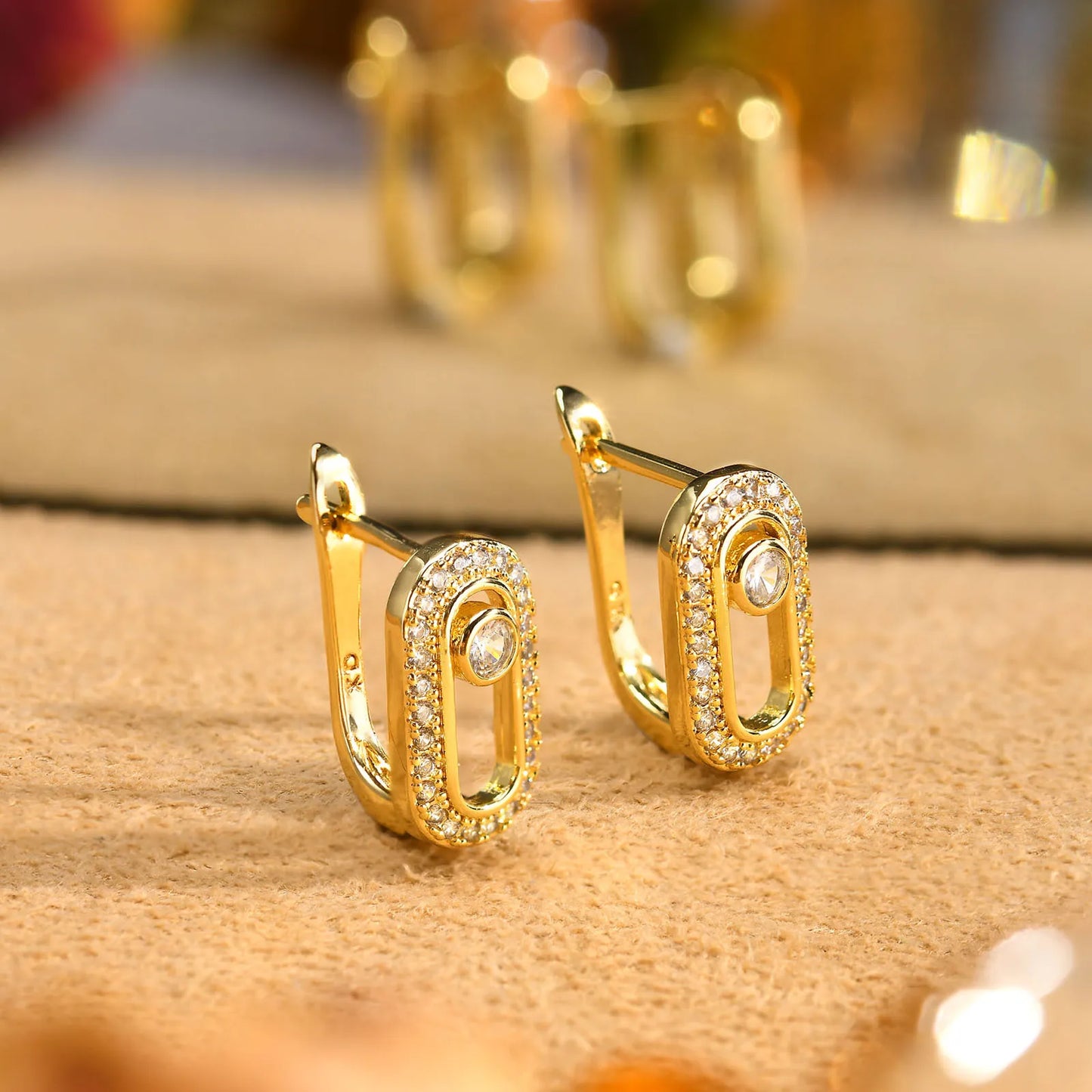 Boucles d'Oreilles Créoles Géométriques – Style Trombone & Zirconium AAA