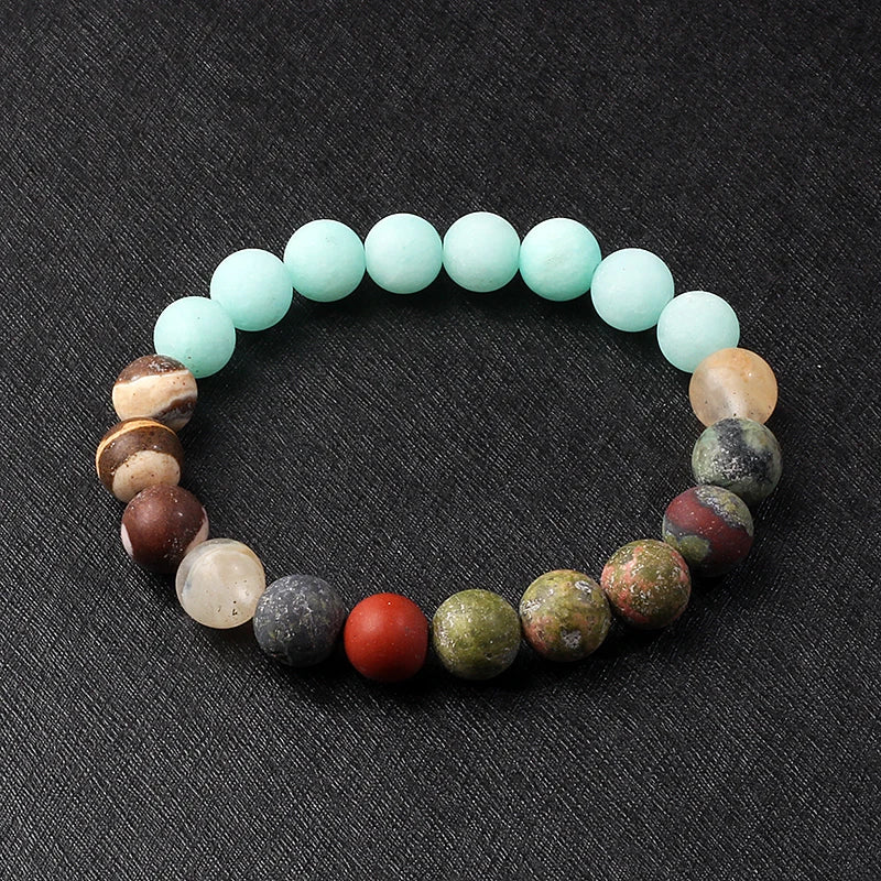 🌌 Bracelet Galaxie – 8 Planètes du Système Solaire & Étoile Gardienne
