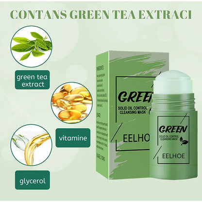 Masque facial solide nettoyant au thé vert Le bâtonnet nettoie les pores Élimine l'acné.