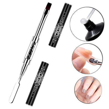 Double-extrémité Hard Nail Art Brush Builder Gel Strass Handle French Tip for Manicure Design Polish Gel Liner Professional Pen