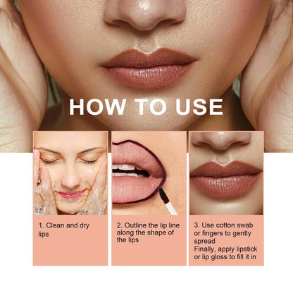 Crayon à lèvres imperméable Peel Off Tattoo Lipgloss Imperméable Longue durée Teinte pour les lèvres mates Contour brun Tear-off Lèvres Tache Cosmétique