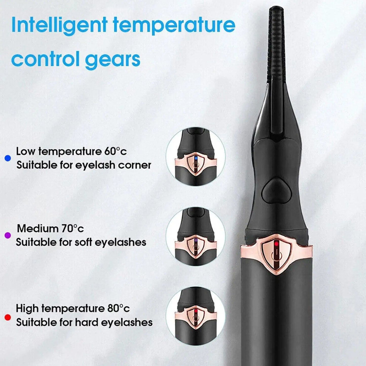 Portable 3 Mode de température Cils chauffants Outil de curling Électronique USB Natural Fake Eye Lash Curler Fournitures de beauté