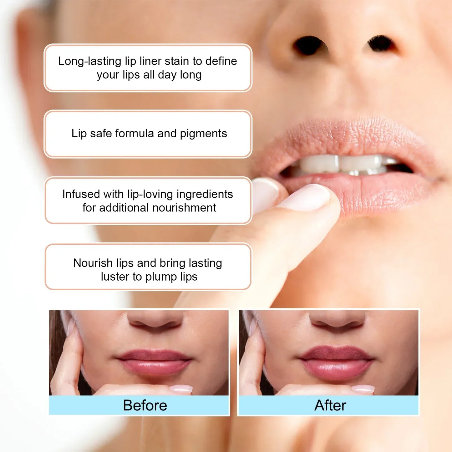 Crayon à lèvres imperméable Peel Off Tattoo Lipgloss Imperméable Longue durée Teinte pour les lèvres mates Contour brun Tear-off Lèvres Tache Cosmétique